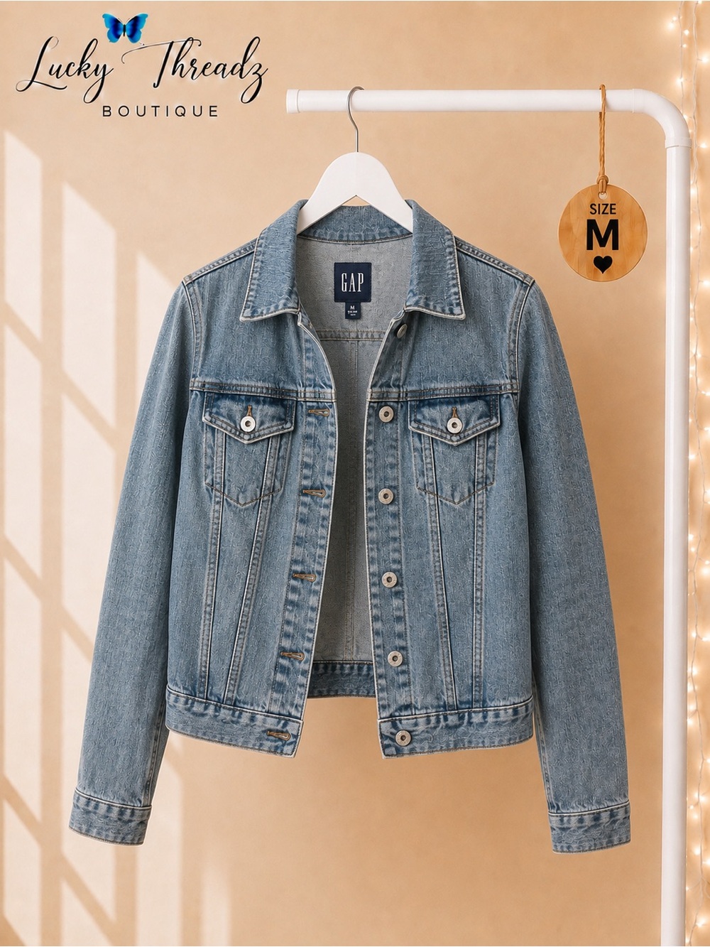 GAP Stretch Denim Trucker Jacket Medium Wash M Classic Layering